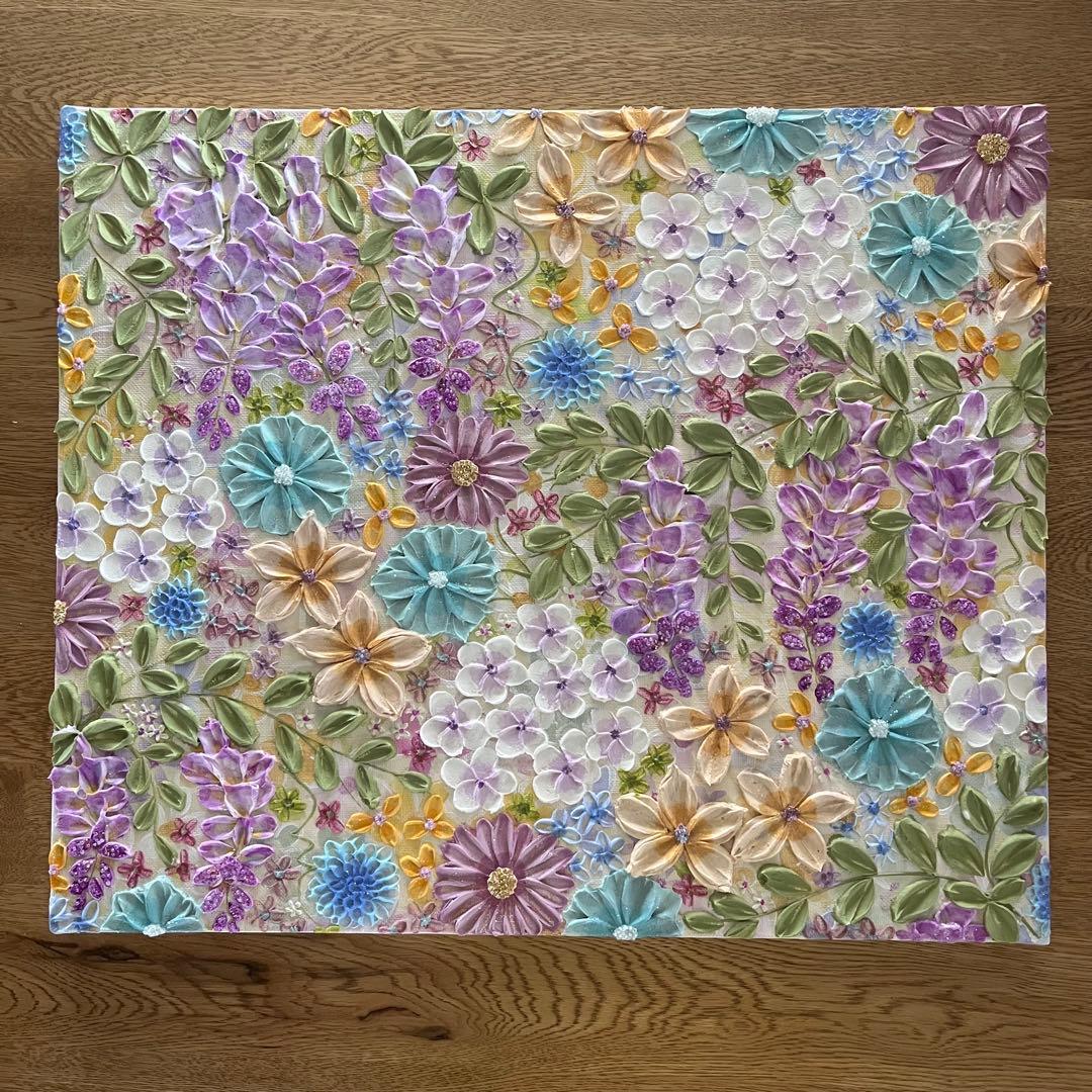 花柄　絵画 藤の花 藤 藤の絵 藤柄 テクスチャーアート ボタニカル