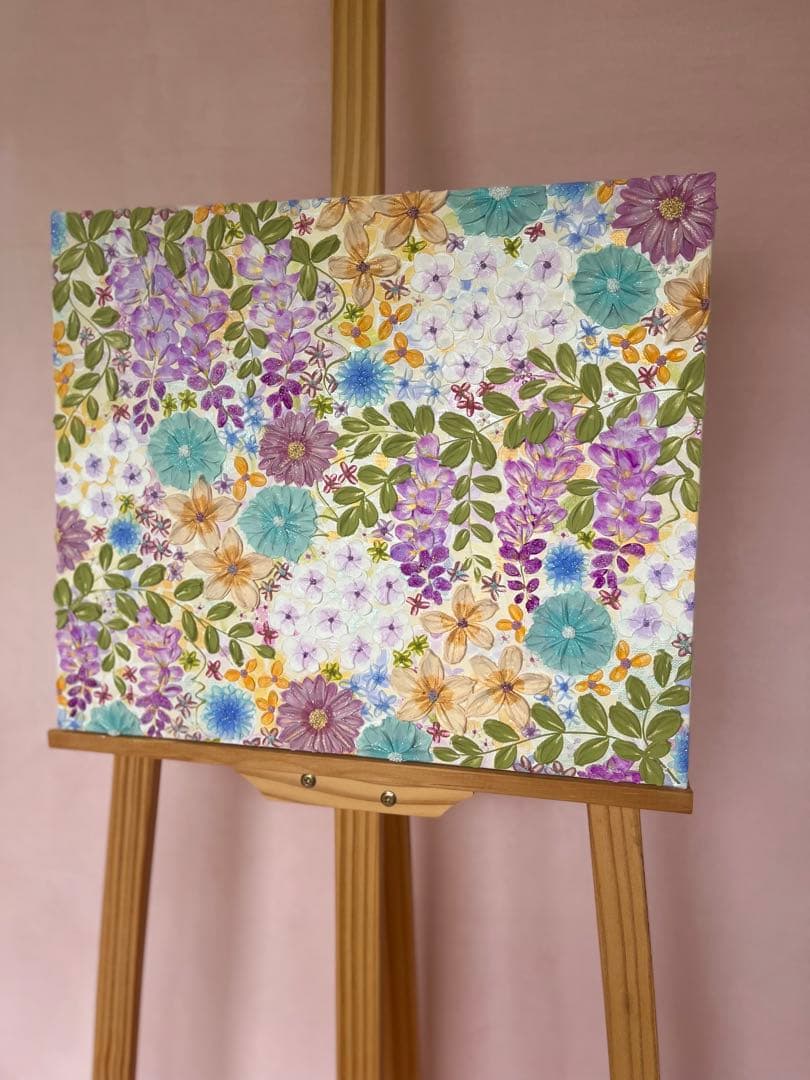 花柄　絵画 藤の花 藤 藤の絵 藤柄 テクスチャーアート ボタニカル