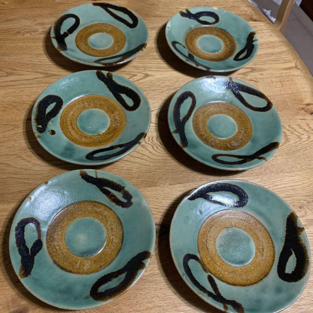 島岡達三　カップ用ソーサー6枚　初期作