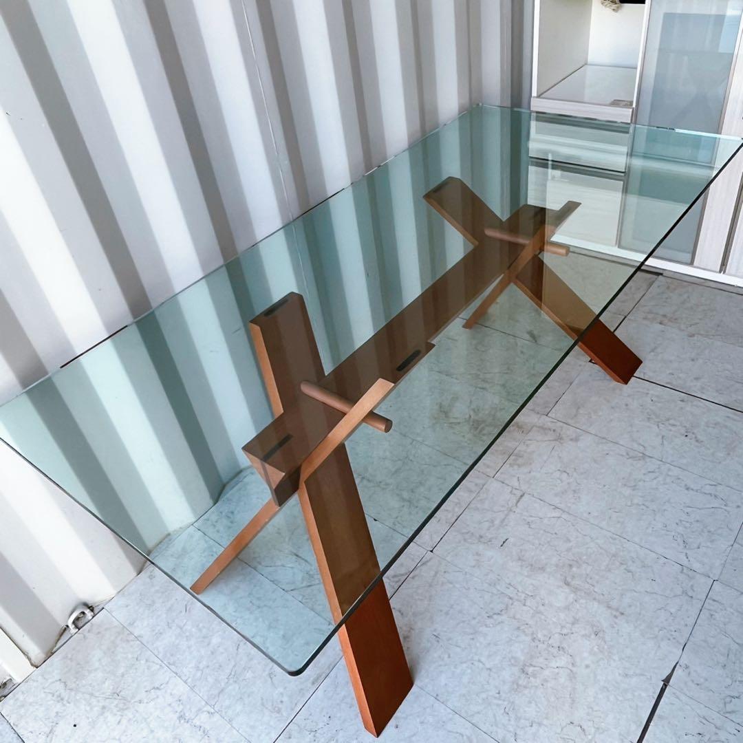 取付無料！IDC大塚家具 ブロスイタリア ピアナ モダンガラスダイニングテーブル