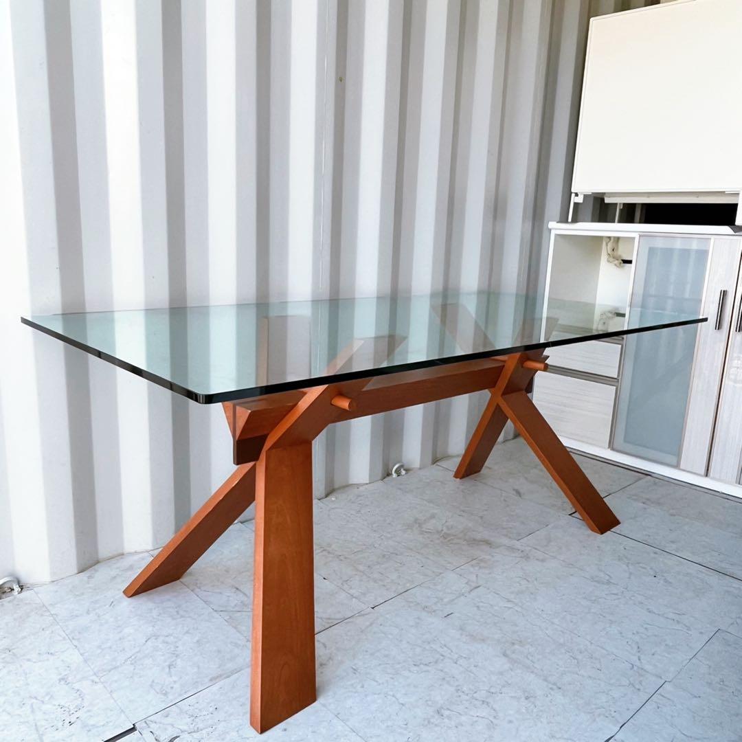 取付無料！IDC大塚家具 ブロスイタリア ピアナ モダンガラスダイニングテーブル
