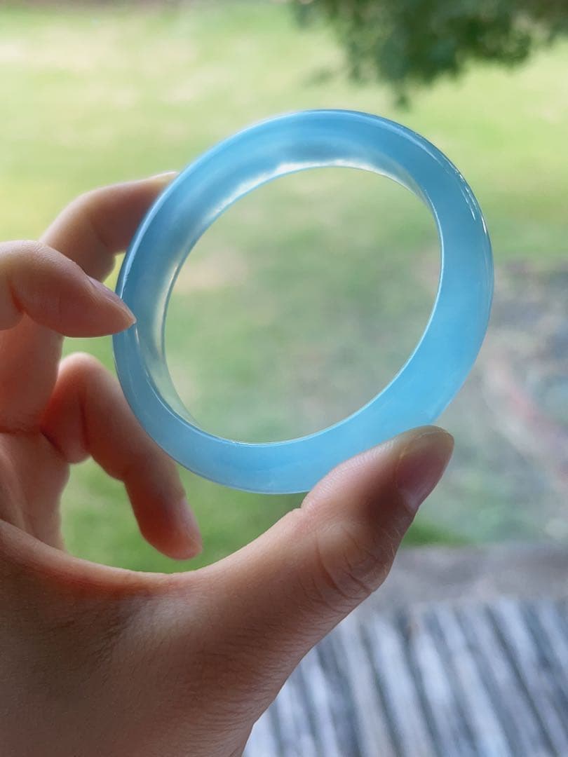 天然石　ブルー　アクアマリン 海藍宝 バングル 内径60.3 透明度が高い