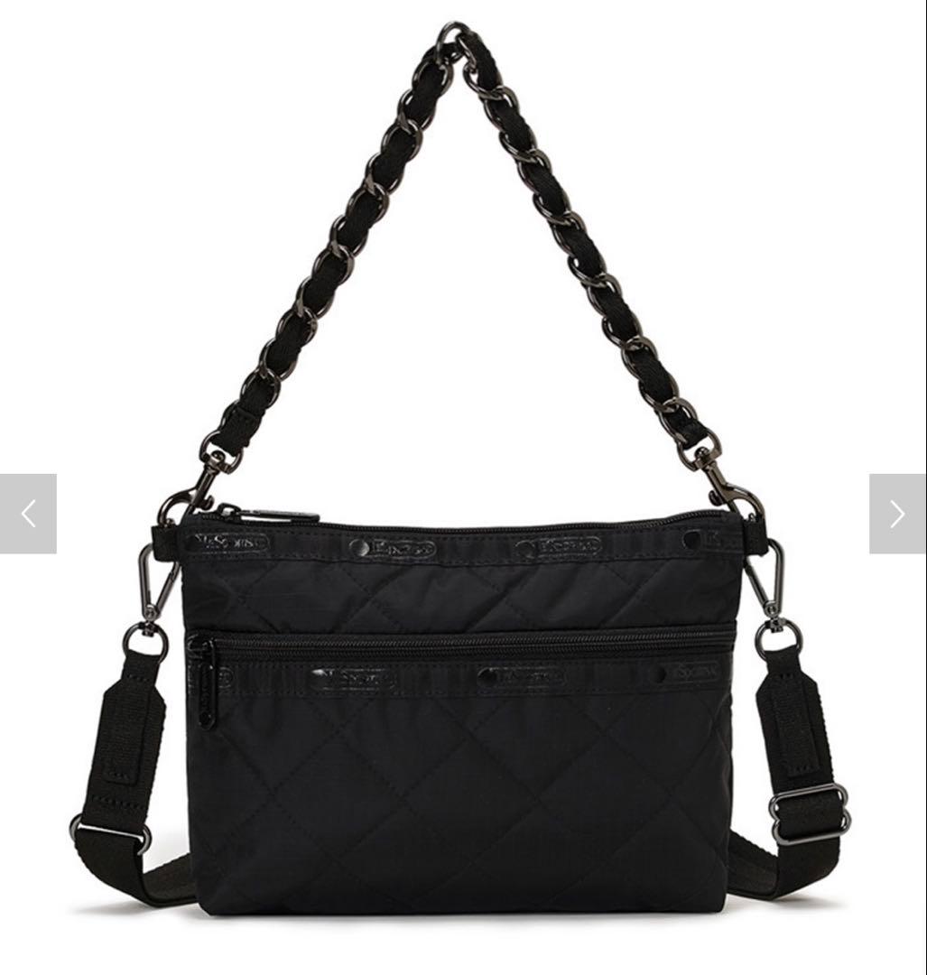 レスポ　CHAIN COSMETIC CLUTCH オニキスチェーンキルト