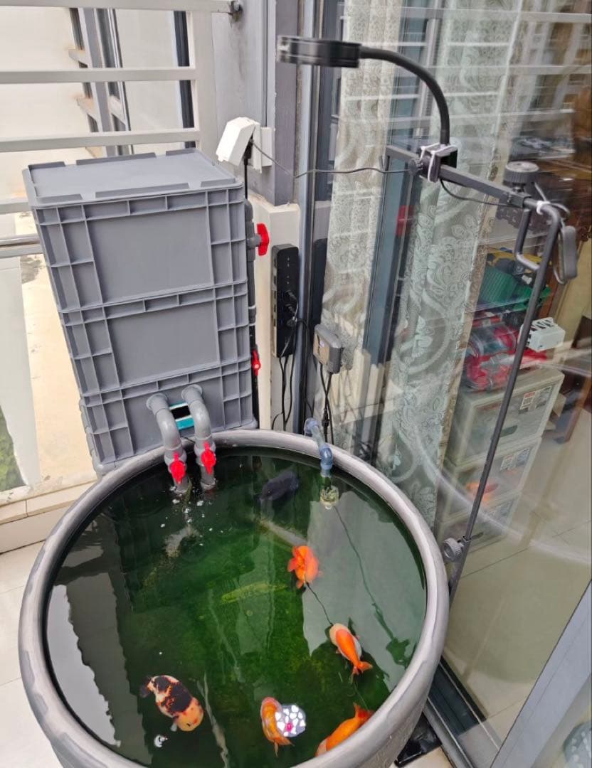 45wポンプ付きろ材満タンフルセット水槽池用フィルター 万能濾過器、濾過装置大