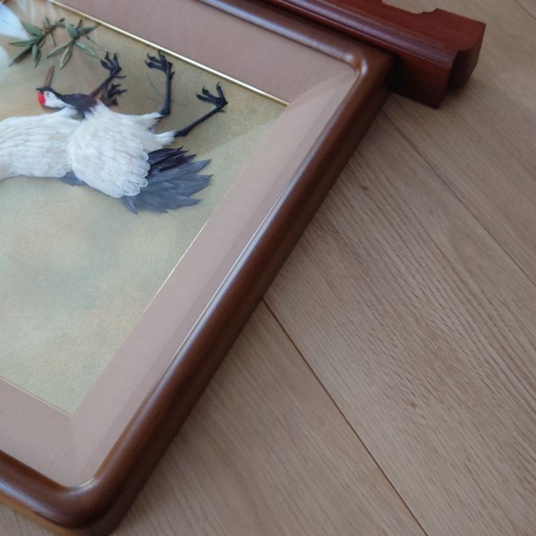 上品です夫婦鶴の刺繍額