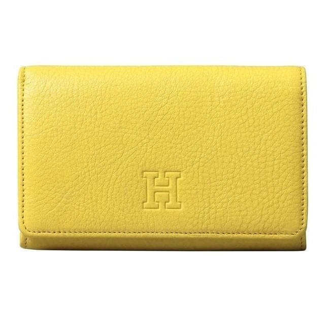 新品♥【センプレ】二つ折り財布カナリーイエロー本革ヒロフHIROFU