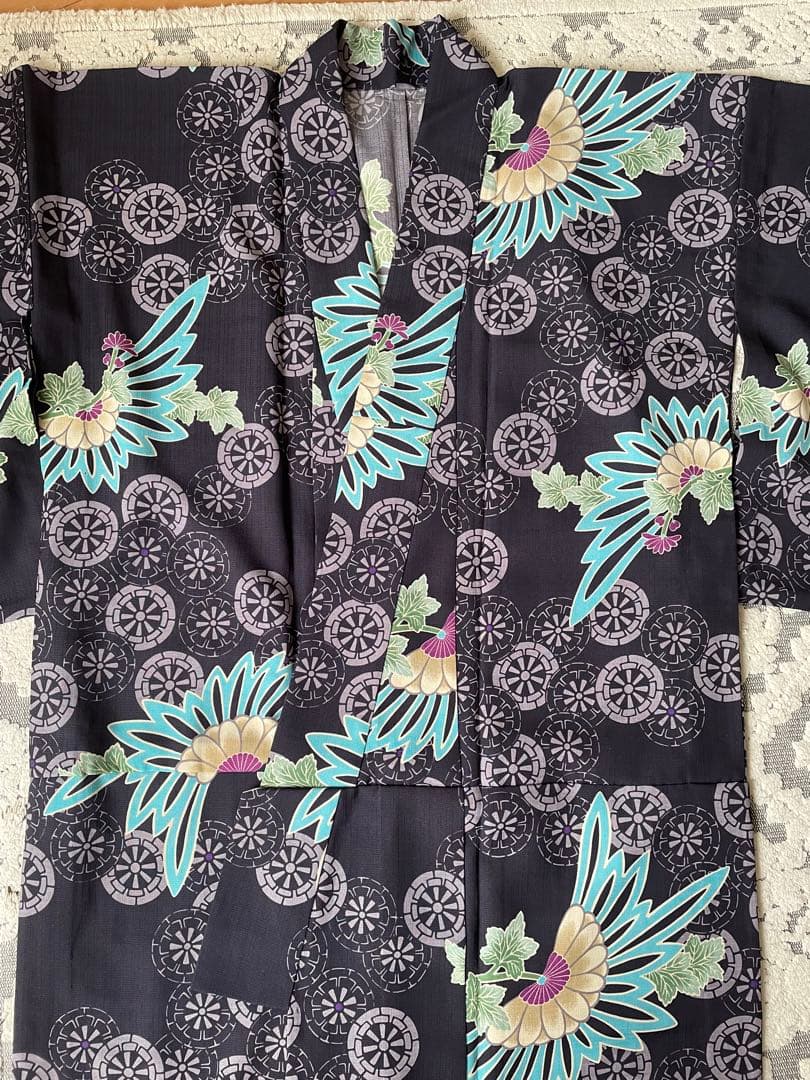 浴衣　アナスイ　ANNA SUI 花柄　歯車　オリエンタル　紫　パープル