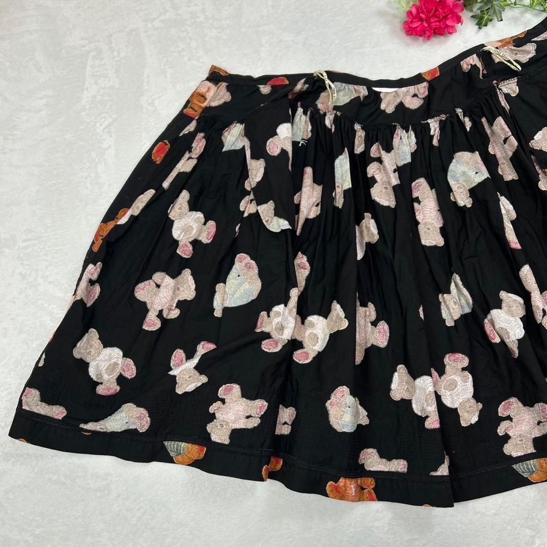 I768 美品 F ピンクハウス ひざ丈スカート ブラック レディース