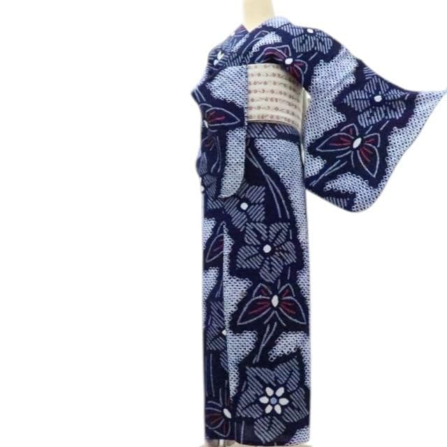 専用Y3420◆有松鳴海絞り 綿 蝶 高級浴衣 洗える夏着物