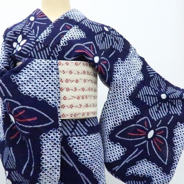 専用Y3420◆有松鳴海絞り 綿 蝶 高級浴衣 洗える夏着物