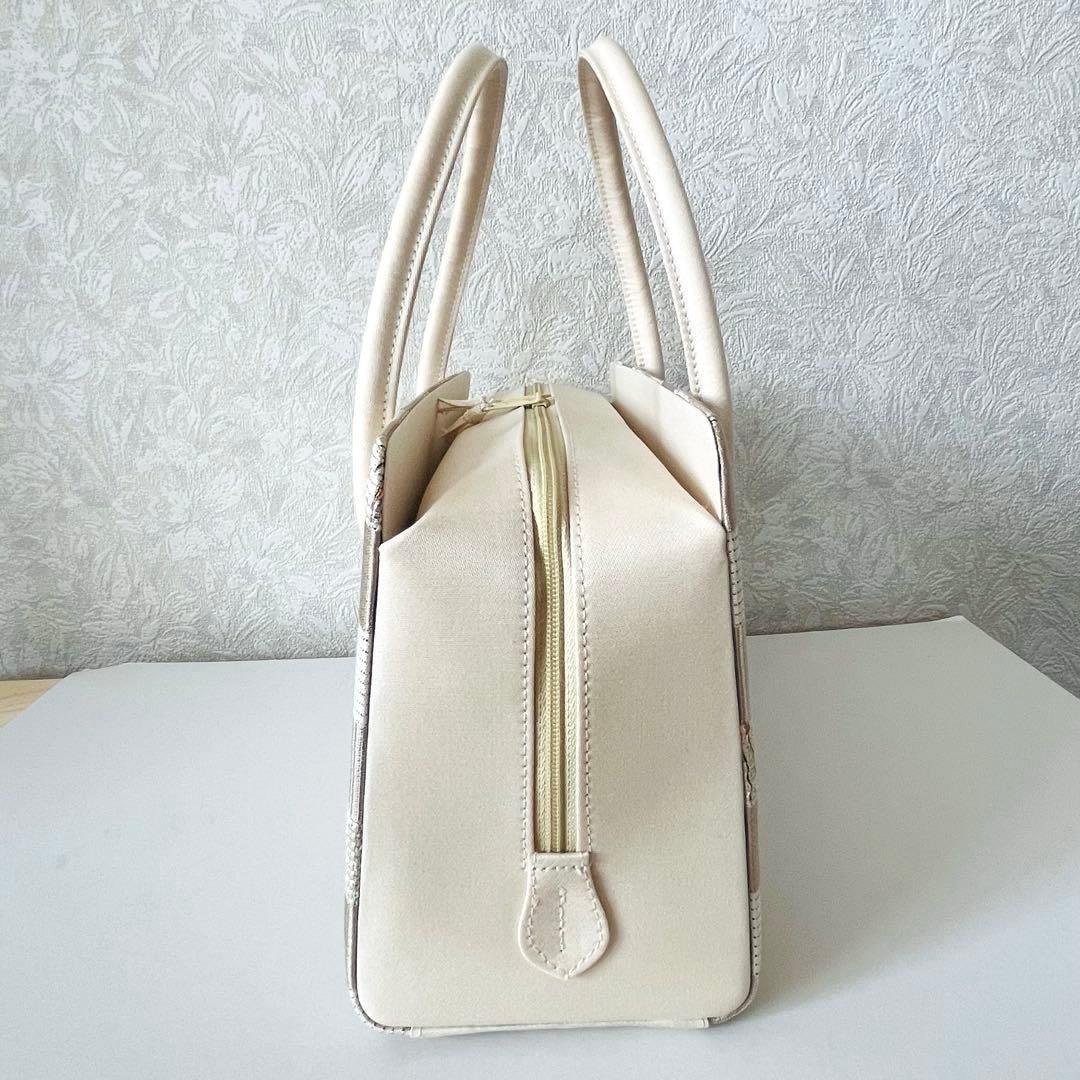 【セール✨】利休バッグ　和装バッグ　アイボリー　チェック柄　底鋲　総柄　春夏秋