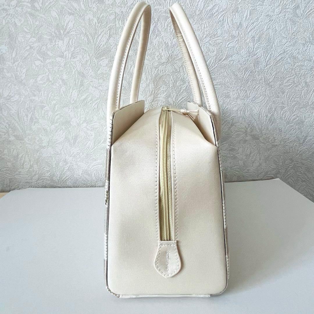 【セール✨】利休バッグ　和装バッグ　アイボリー　チェック柄　底鋲　総柄　春夏秋