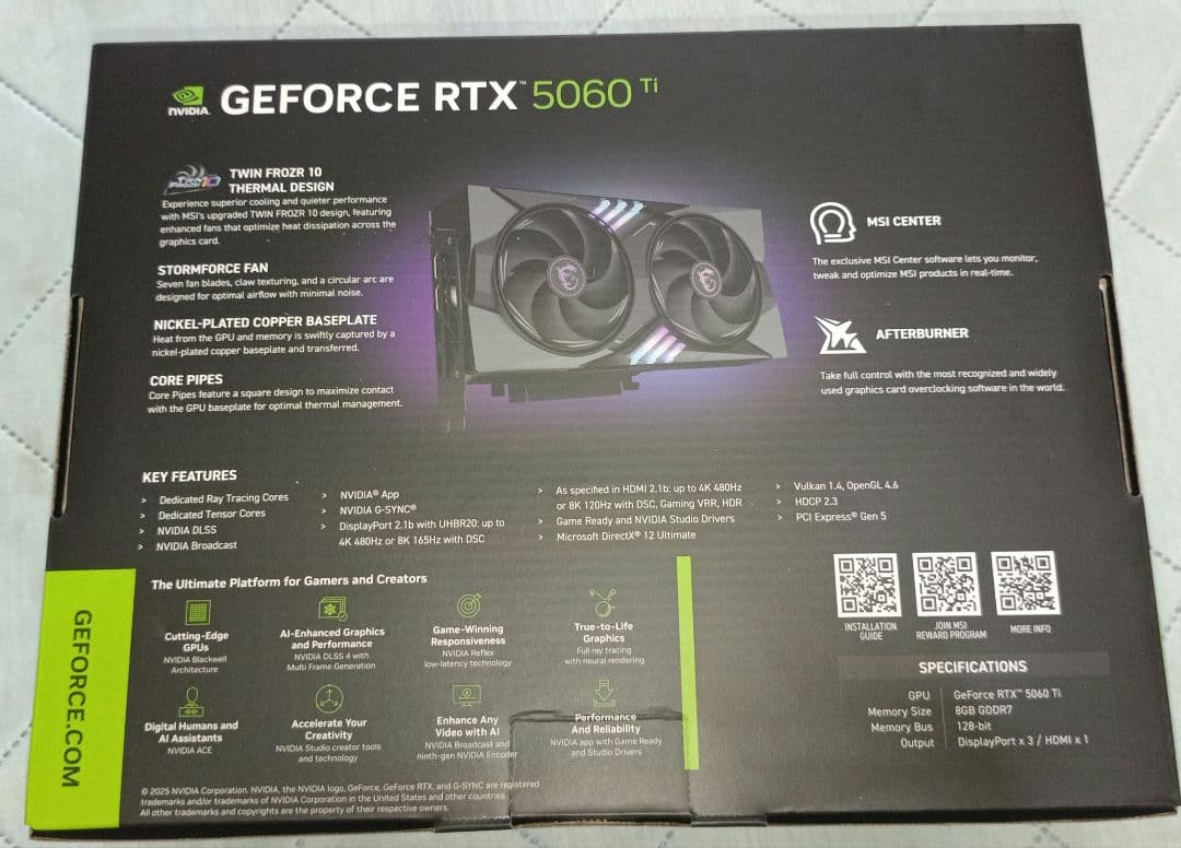 B*R様 GeForceRTX5060ti 8GB GDDR7　OC EDITI
