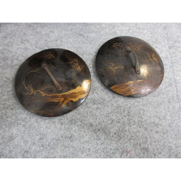 提手銀象嵌金蒔絵蓋桜文鉄銚子一対 [B27068]