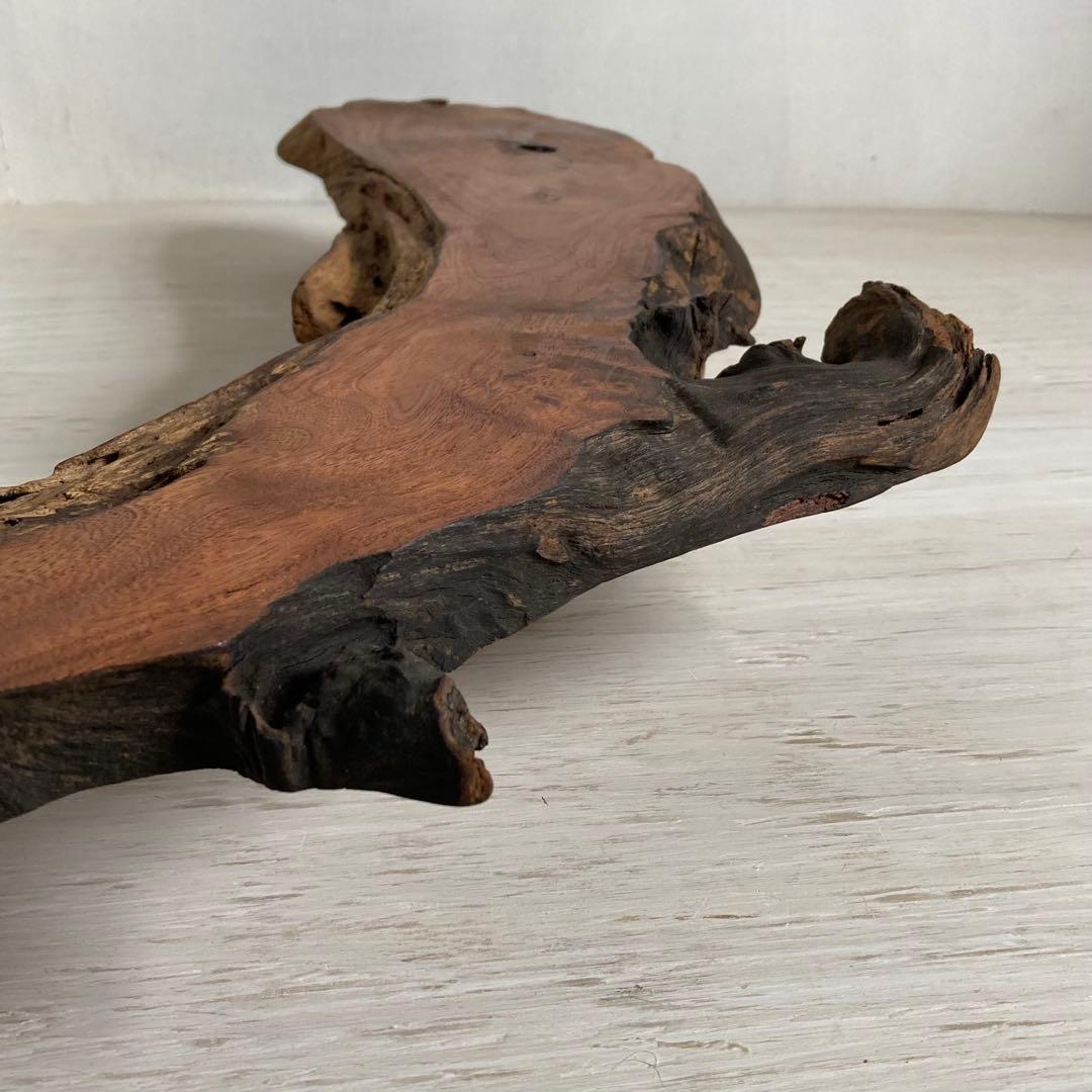 古い木製 展示台 花台 ローテーブル 欅一枚板 耳付き