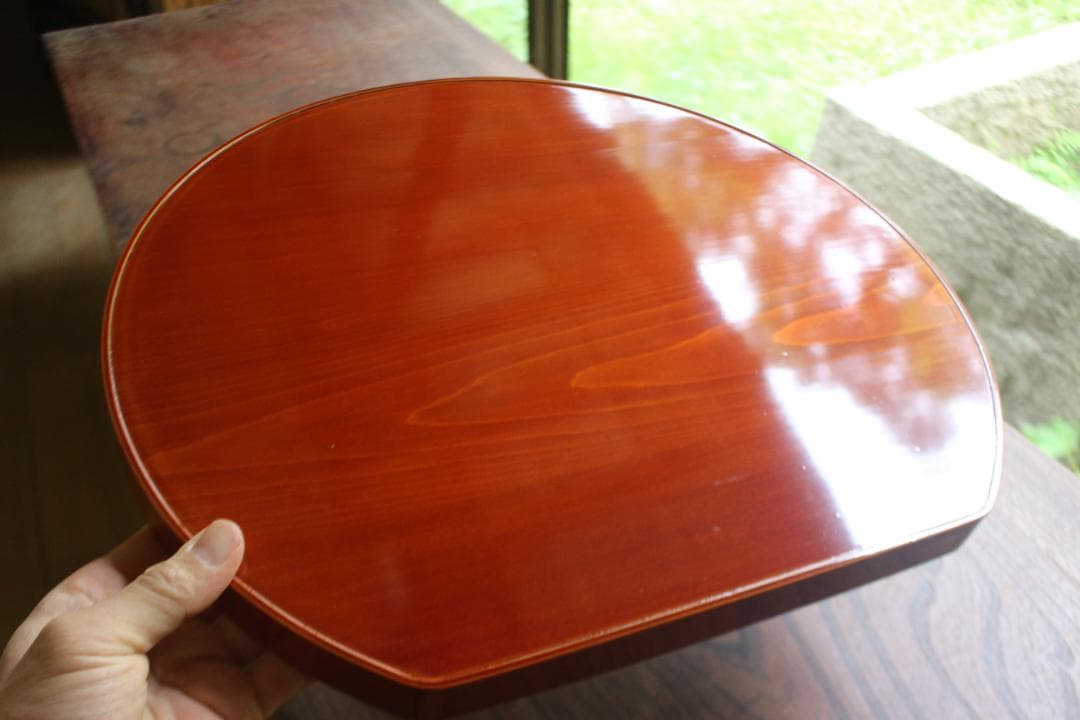 専用！優美な拭き漆の映える春慶塗の半月盆4点（検漆器漆盆茶道具お盆お膳
