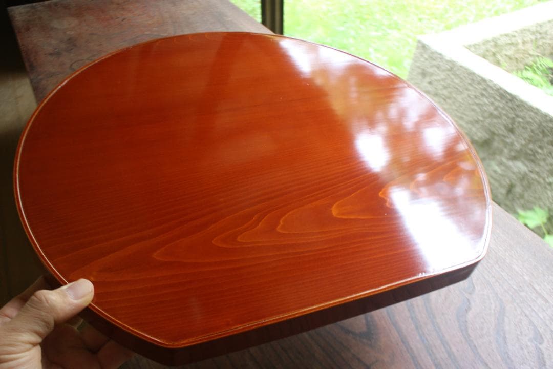 専用！優美な拭き漆の映える春慶塗の半月盆4点（検漆器漆盆茶道具お盆お膳