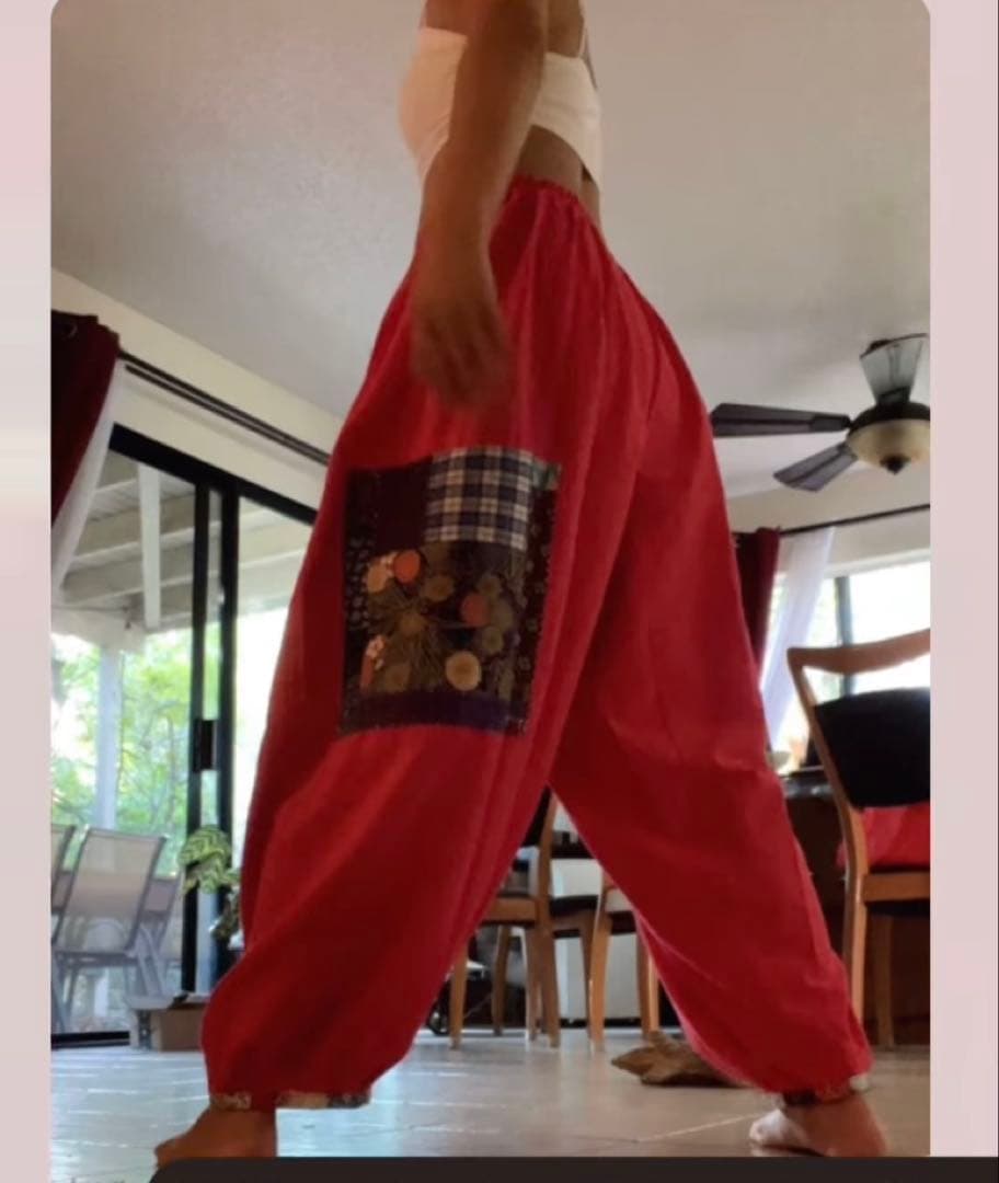 もんぺパンツパッチワーク モーヴピンク