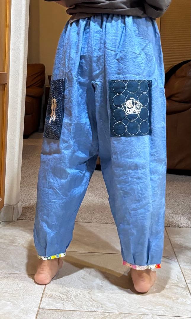 もんぺパンツパッチワーク モーヴピンク