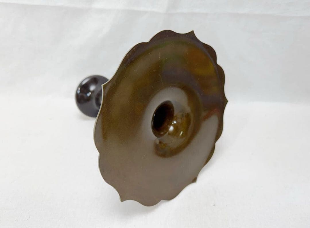 ほぼ未使用 華道具 銅 桔梗一文字花入 重さ約:0.8kg 銅印 生け花 紙箱