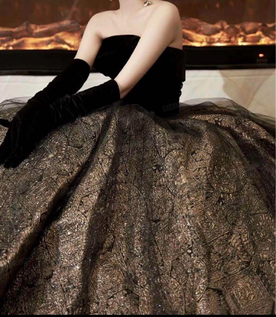 イブニングドレス　ゴージャス　プリンセス ブラック　演奏会　結婚式　S XS