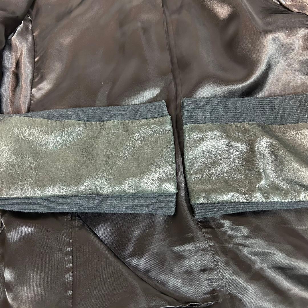 希少❗️EKAM ラムレザージャケット　ブラック　羊革　y2k S ニット切替