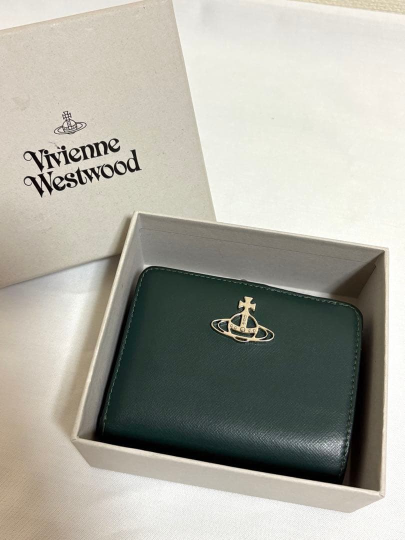 【美品】箱付き　Vivienne Westwood 二つ折り財布 ダークグリーン