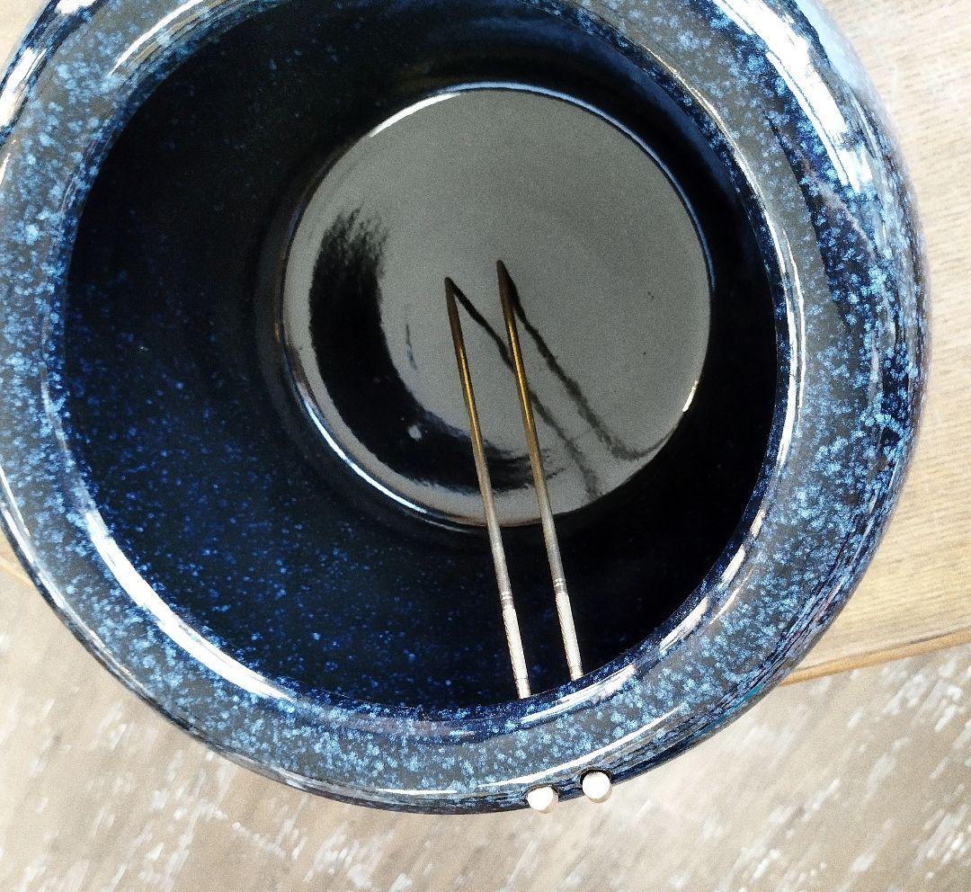 値下げ　火鉢　生子柄　信楽焼　10号　インテリア　和室　灰付き　ブルー