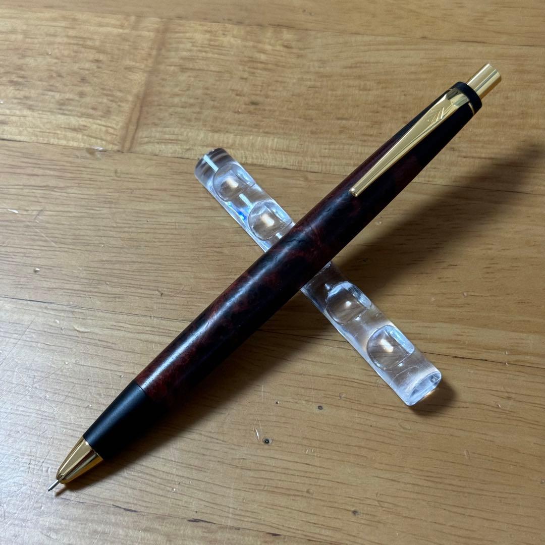 野原工芸 特上花梨瘤 変わり杢 シャーペン 0.5mm ゴールド金具 付属品完備