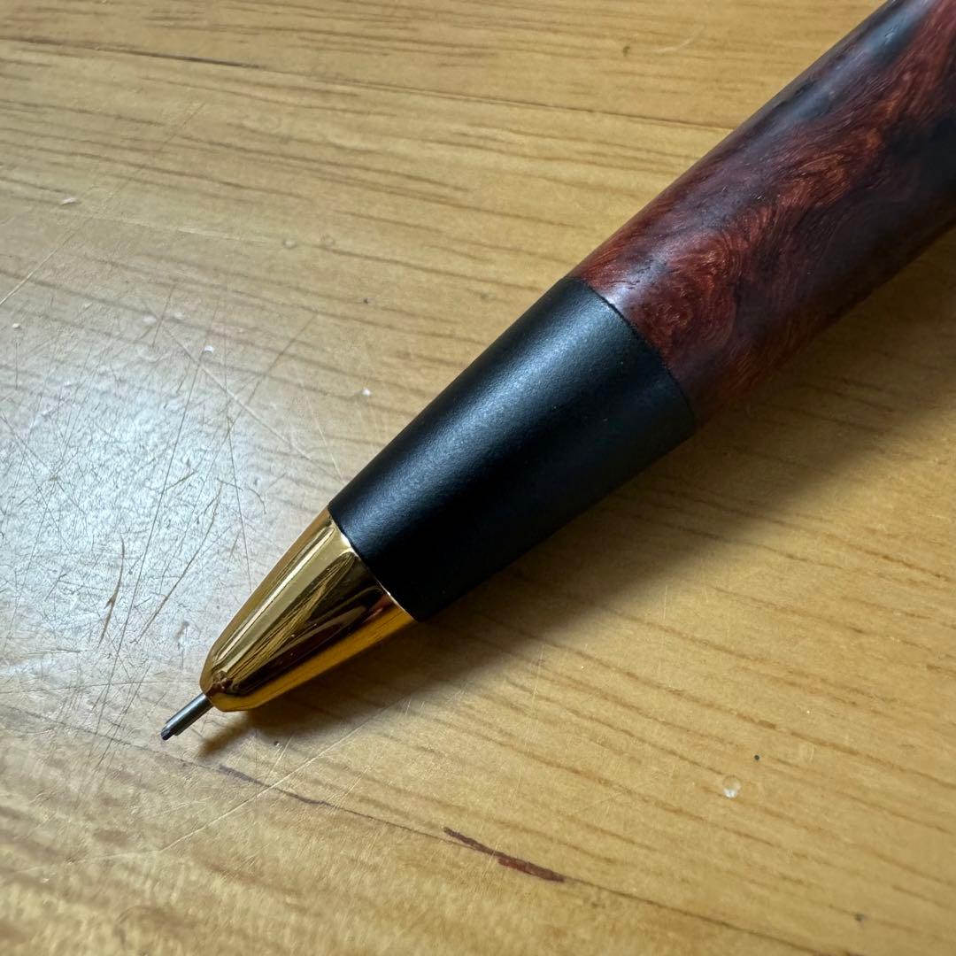 野原工芸 特上花梨瘤 変わり杢 シャーペン 0.5mm ゴールド金具 付属品完備