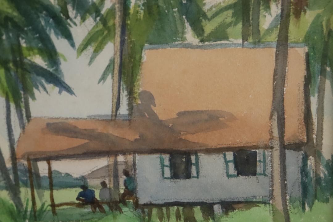 真作保証 石井柏亭 風景画 水彩5号 額装 タトウ箱付 ギャラリーなかつみ取扱