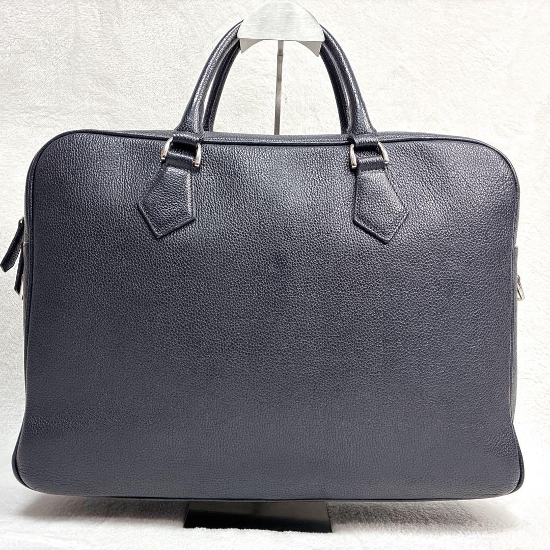 バーニーズニューヨーク ビジネスバッグ 2way レザー A4 ネイビー　シボ革