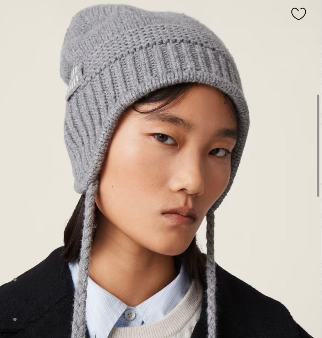 MIU MIU ウールxカシミア ハット　グレー