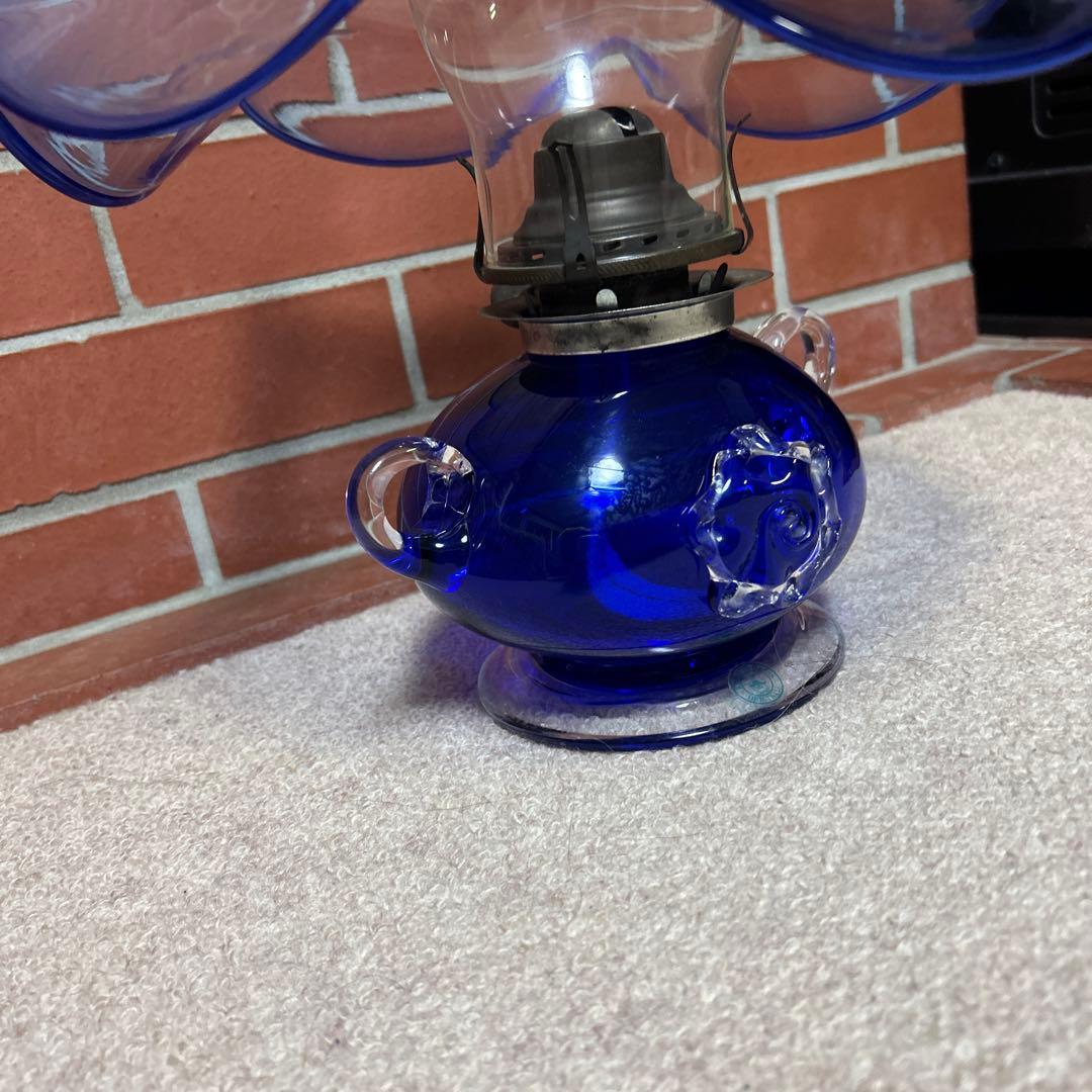 ⭐︎希少⭐︎北海道小樽　ヴィンテージ　北一硝子　青いガラス製　オイルランプ