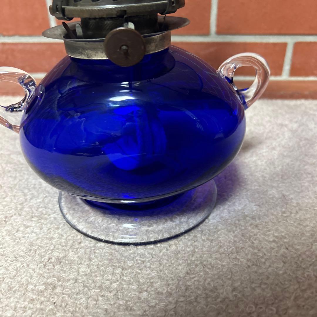 ⭐︎希少⭐︎北海道小樽　ヴィンテージ　北一硝子　青いガラス製　オイルランプ