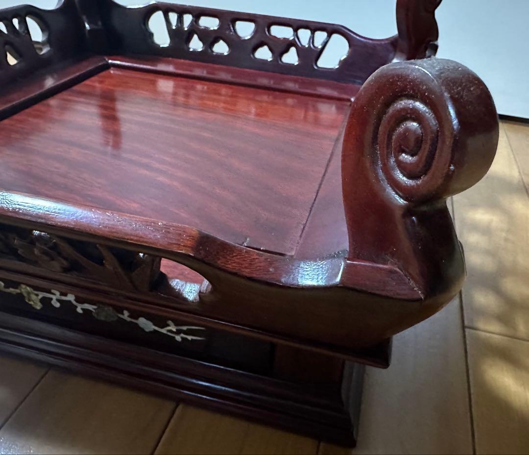 天然木 木製 飾り台(飾台)彫刻 花台 W36cm×H36cm×18cm