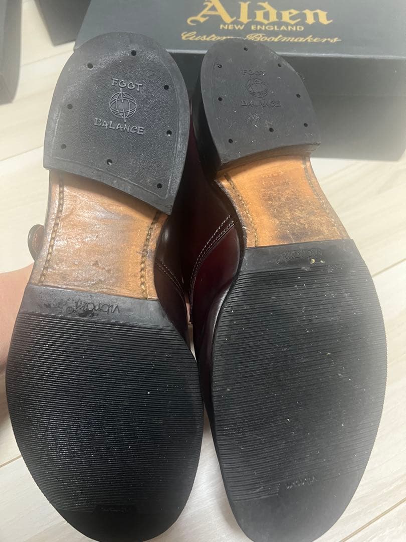 Alden バーガンディ モンクストラップシューズ9 1/2