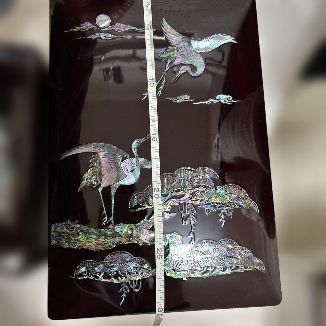 韓国漆器 螺鈿細工 貴重漆塗り高級　鶴と松の貴重箱と宝石箱2セット