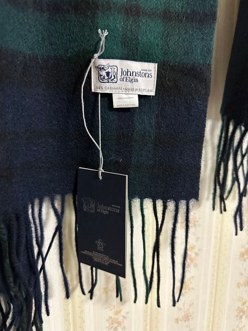 ジョンストンズ カシミア 大判ストール マフラー ブラックウォッチ
