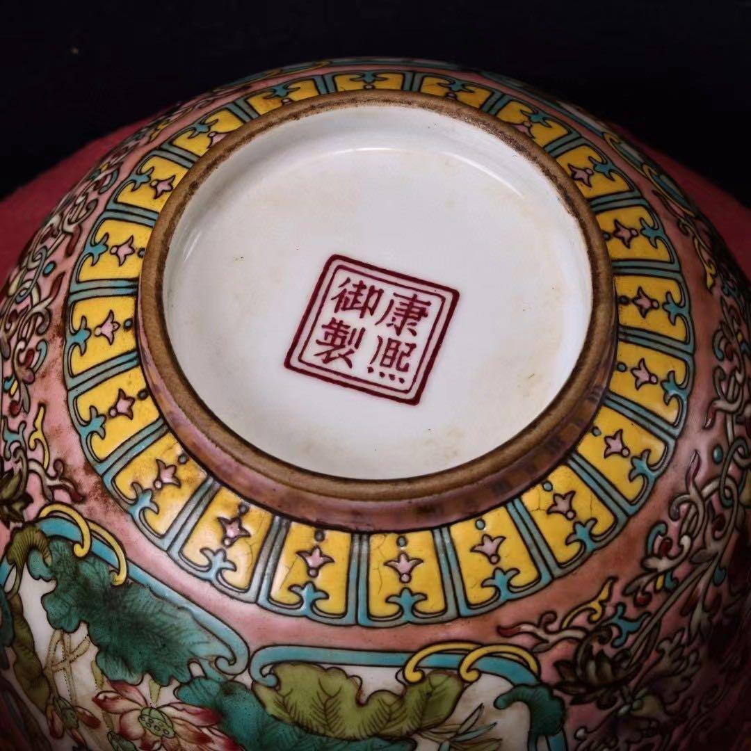 貴重品、旧蔵収、清代宮廷御蔵珍しい手描きエナメル彩陶器碗