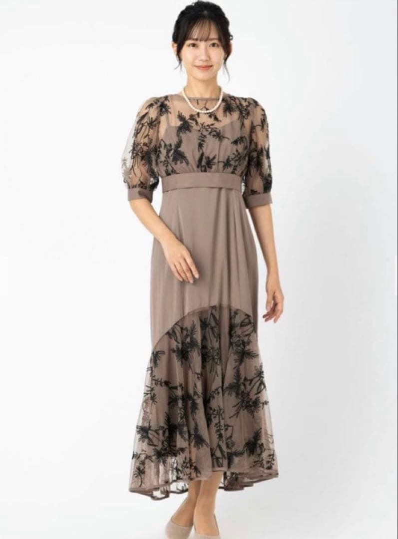 【新品】ドリードール 結婚式 バイカラーエンブロイダリーセットドレス　モカ/M