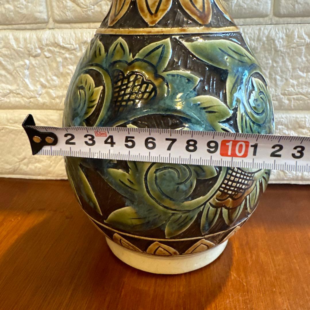 【壺屋焼】故.小橋川永弘緑釉唐草壺