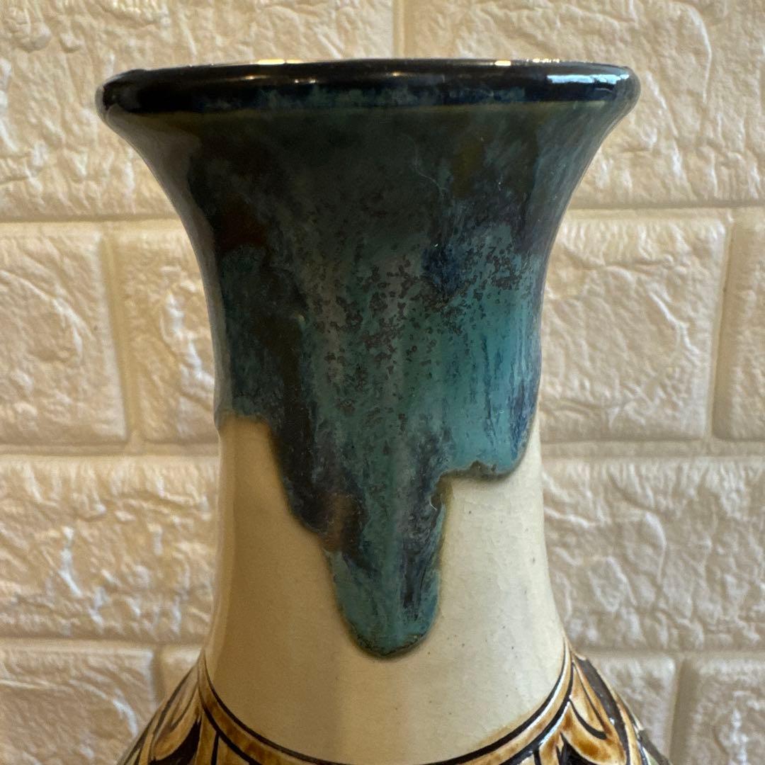 【壺屋焼】故.小橋川永弘緑釉唐草壺