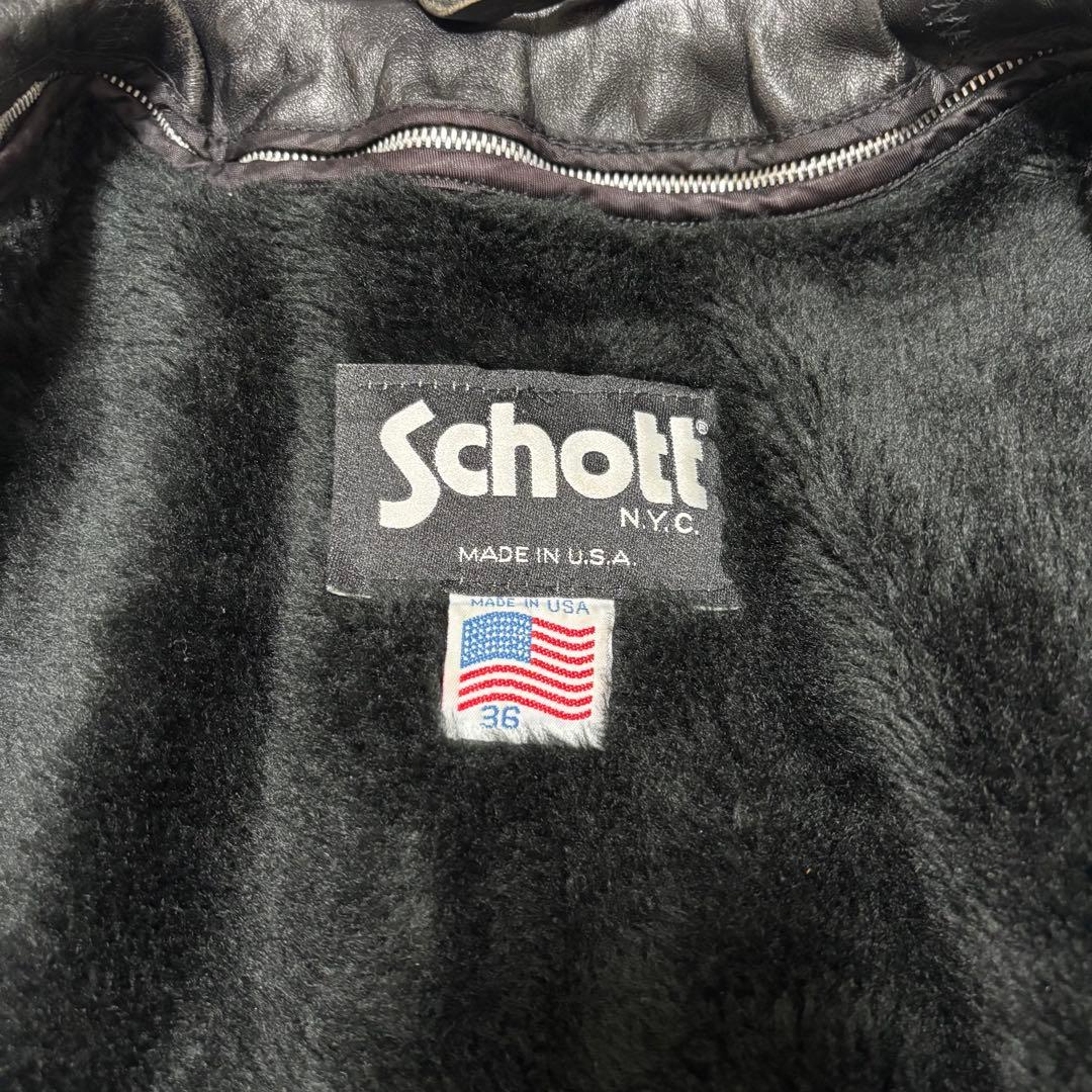Schott 641 シングルライダース USA製 ボア付き レザージャケット