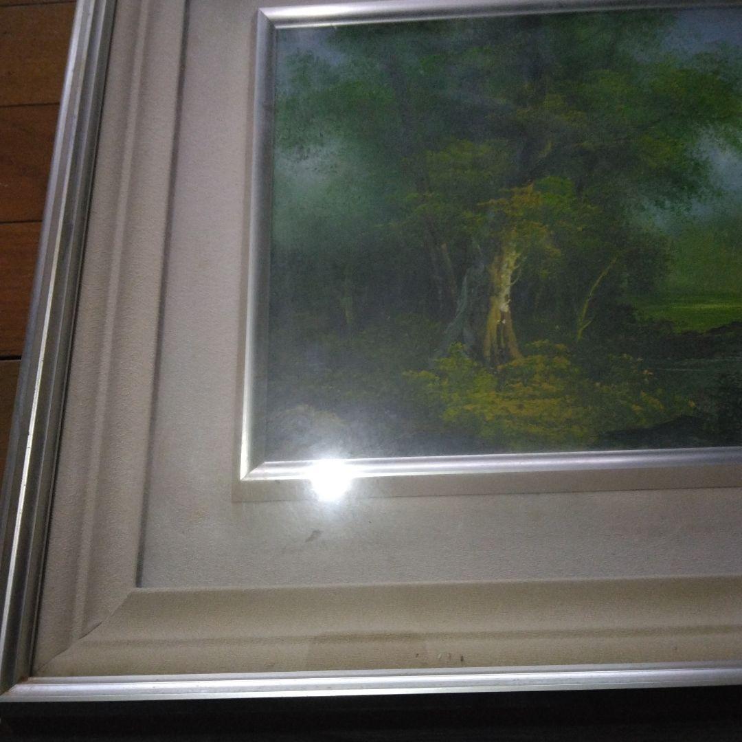 1382　S Harry　油絵　S・ハリー　風景画　絵画　林　川