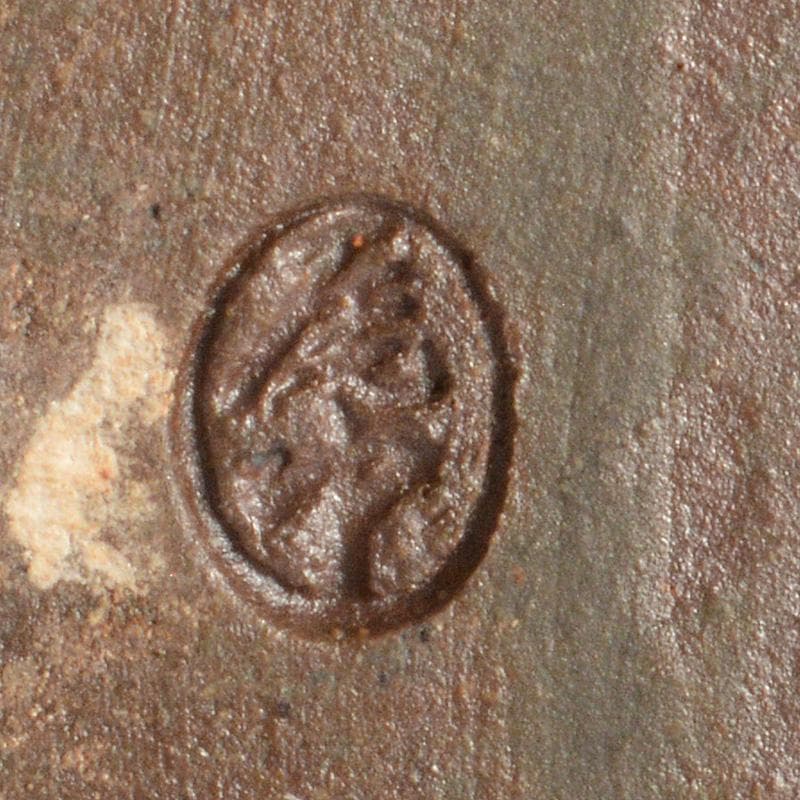 丹波焼　信水窯　飾壷　口覆・飾紐付　共箱　C　6592C