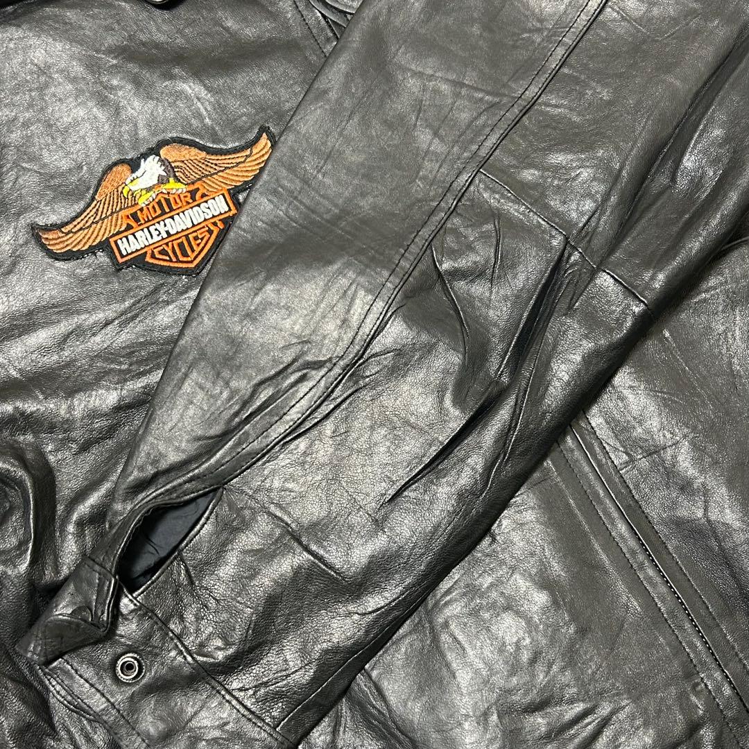 やすお90sレザージャケットシングルライダースハーレーダビッドソンカスタム