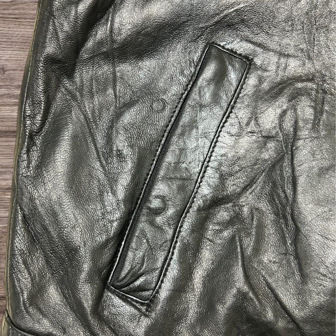 やすお90sレザージャケットシングルライダースハーレーダビッドソンカスタム