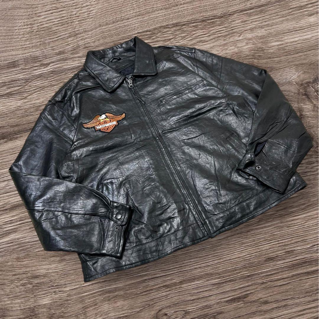 やすお90sレザージャケットシングルライダースハーレーダビッドソンカスタム