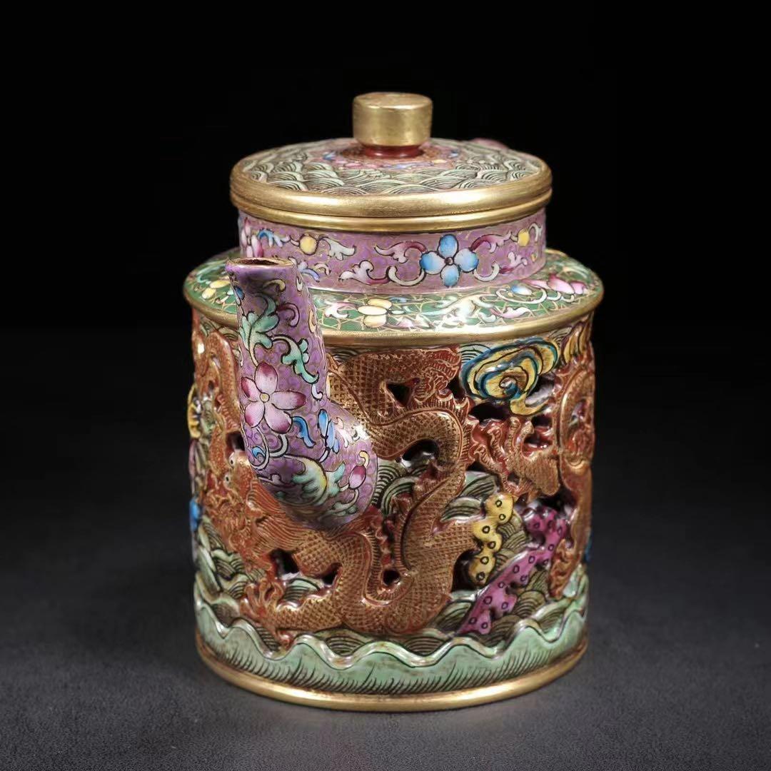 中国古美術・原鉱底槽清、紫砂泥、 エナメル彩描金 .紫砂壺・紫泥急須・茶道具